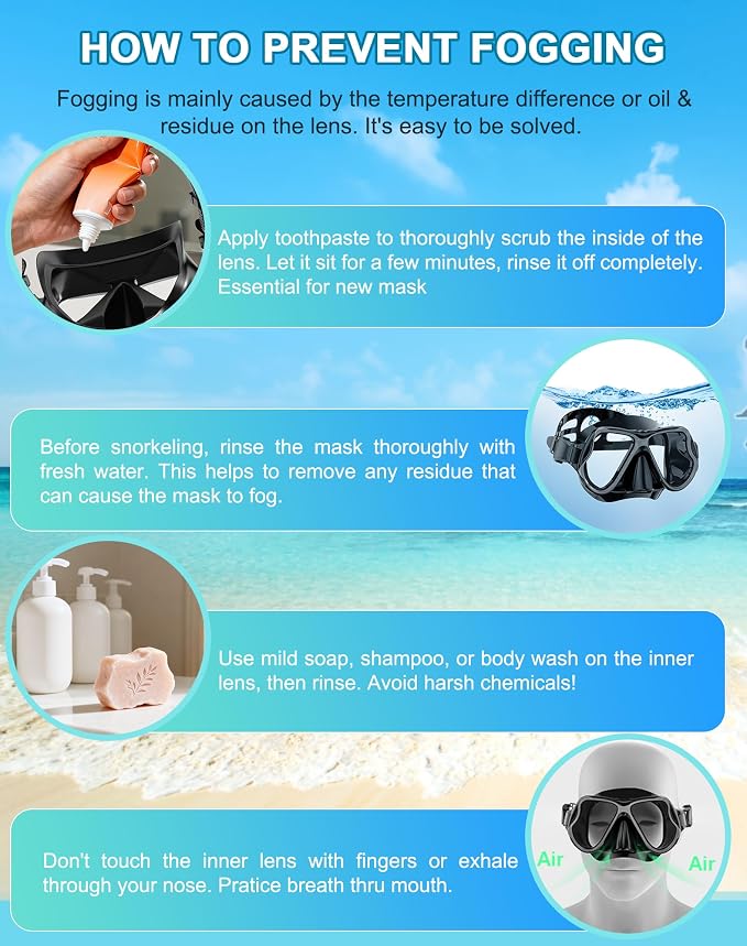 Greatever Dry Snorkel Set,Panoramic Wide View Anti-Fog Scuba Diving Mask,Professional Snorkeling Gear for Adults Kids