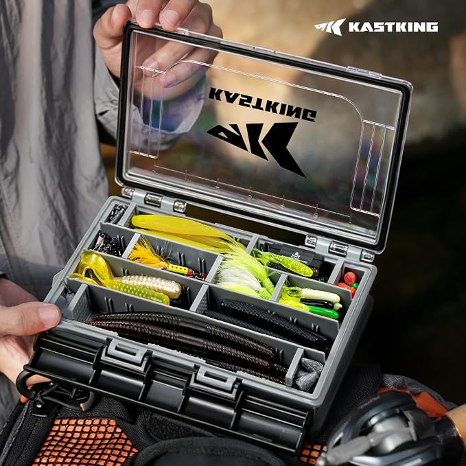 KastKing HyperSeal 3500 Double-Sided Waterproof Fishing Tackle Box,1 Pack | Adjustable Dividers, EVA Foam Jig Storage, Lure & Terminal Tackle Organizer,Tackle Trays, Fishing Gear Storage