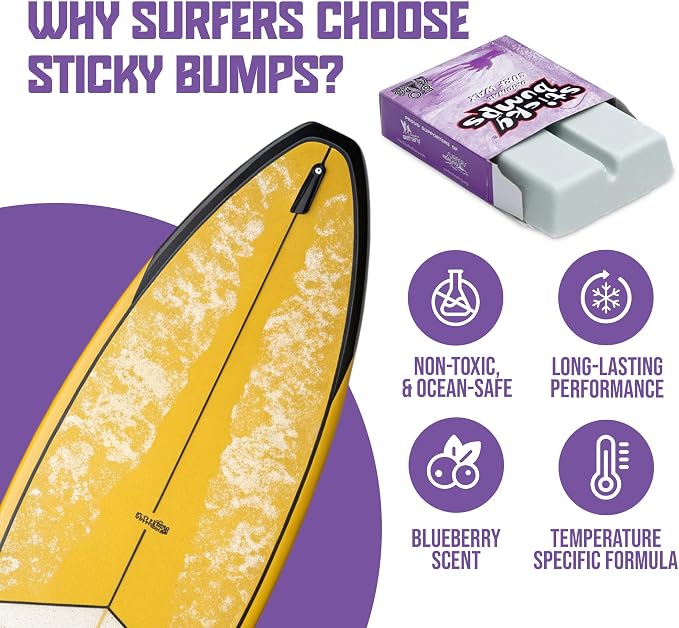 Sticky Bumps Original Surf Wax Cold | Long-Lasting Surfboard Wax | Great Bump Building for Surfing | Non-Toxic, Nature-Safe | for Cold Water Temps 60°F/15°C and Below