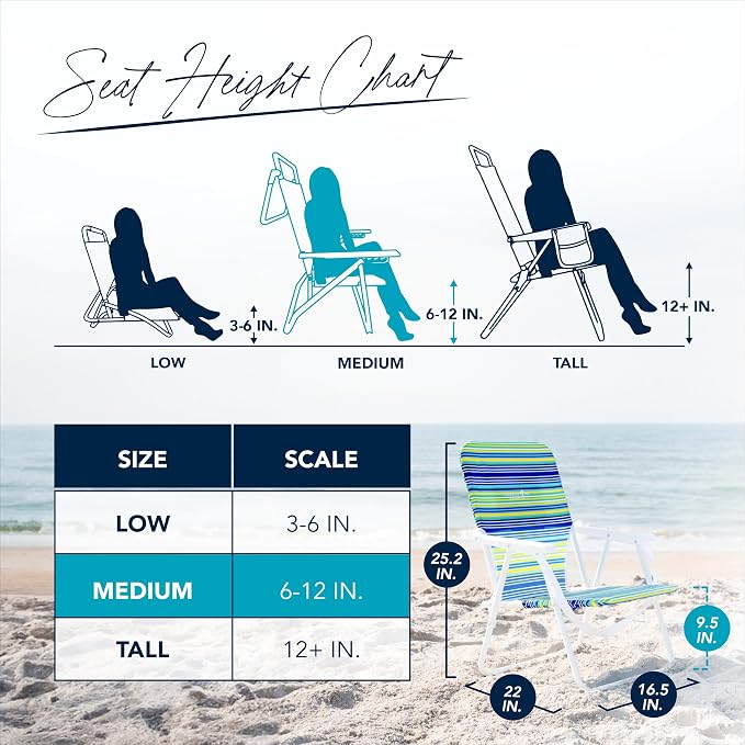 Caribbean Joe Folding Beach Chair, 1 Position Lightweight and Portable Foldable Outdoor Camping Chair with Carry Strap, Blue and Lime Stripe