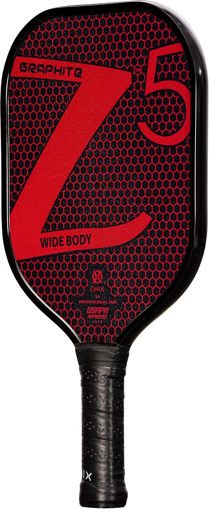 Onix Graphite MOD Z5 Carbon Fiber Pickleball Paddle with Wide-Body Shape. Honeycomb Core, Graphite Face & Cushion Comfort Pickleball Paddle Grip
