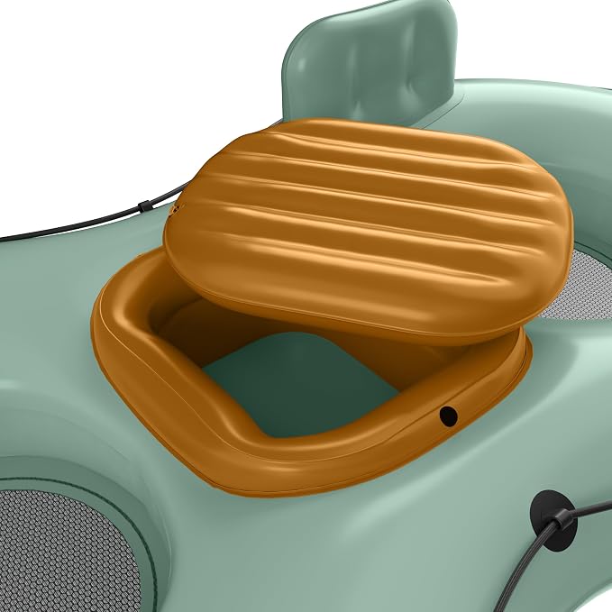 Retrospec Siesta Float Double River Tube for Adults 2 Person - Heavy Duty 600 lbs with Cooler & Cup Holders, Mesh Bottom Inflatable River Tubes for Floating