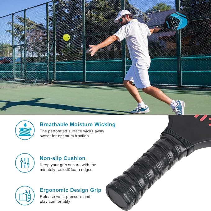 Kmise Pickleball Paddles Set,Premium Carbon Fiber Pickleball Rackets,Lightweight Pickleball Racquet Set of 2/4 with 6 Pickle Balls Pickleball Bags for Beginners Pros Men Women (Fiberglass)