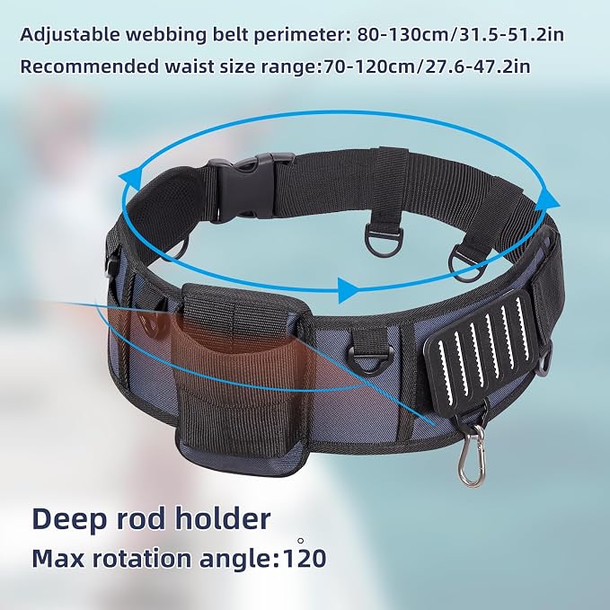 PELLOR Fishing Belt Rod Holder Adjustable Fishing Wading Belt