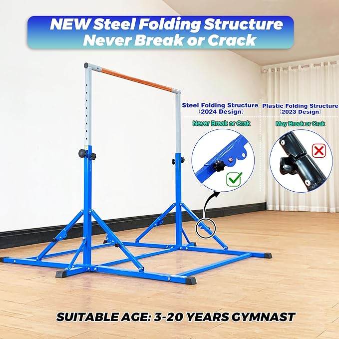 Marfula Gymnastic Bar For Kid and Teenage of 3-25, 5Ft/8 FT Base Length 4Ft Width 5Ft Adjust Height, Gymnastic Kip Bar For Gymnast, Gymnastic Training Equipment For Professional Training Home Club Use