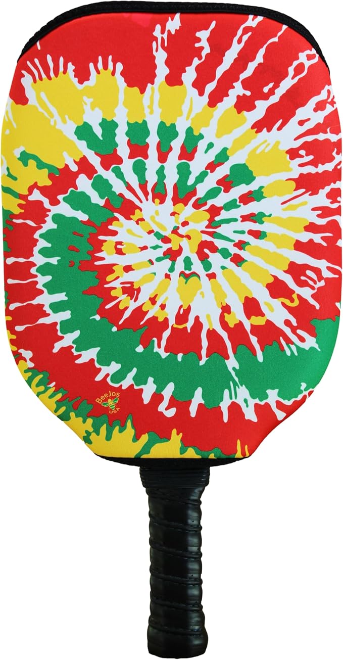 BeeJos Spirl Tie-Dye: Premium Slip-On Pickleball Paddle Cover-Fits Standard Size Paddles-Zipperless (Paddle not Included) Handmade in USA