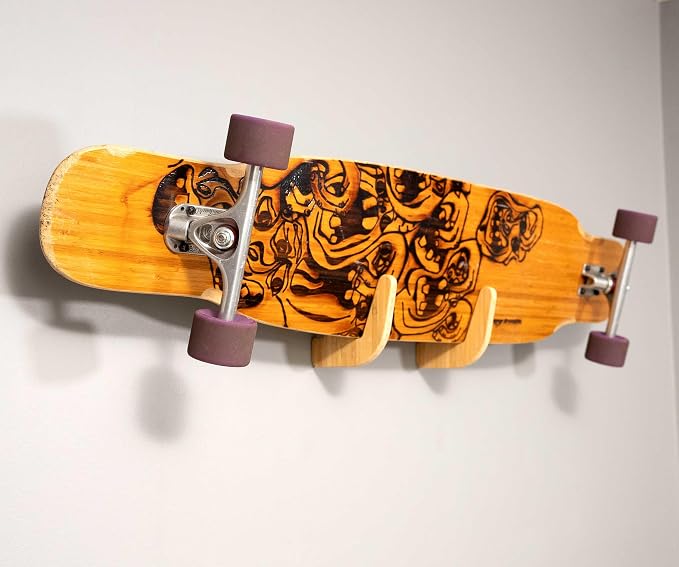 Grassracks Bamboo & Birch Snowboard Rack and Skateboard Rack - Moloka`i Series Snowboard Wall Mount