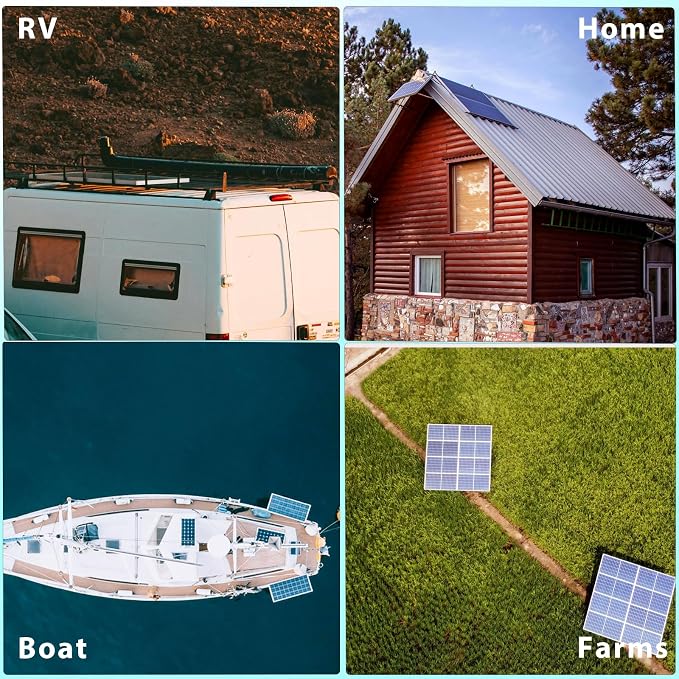 200 Watt 12Volt/24Volt Solar Panel Starter Kit 2PCS 105W Monocrystalline Module 20A Charge Controller for RV, Boats, Trailer, Camper,Cabin Off-Grid System(200W Solar kit)