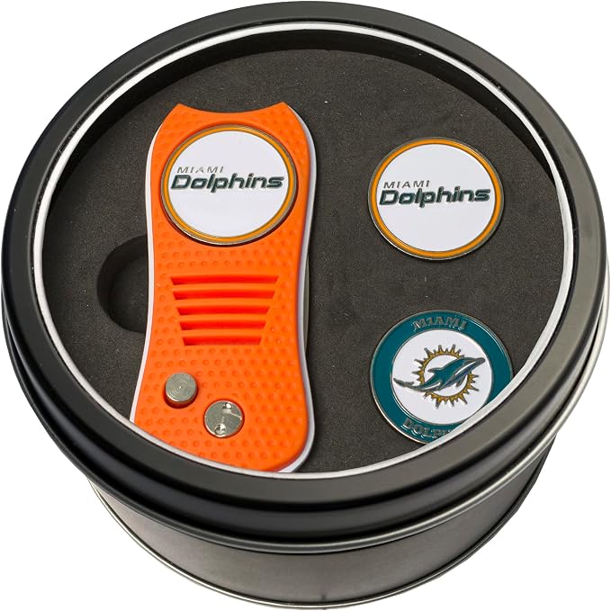 Team Golf NFL Gift Set Retractable Divot Tool with 3 Double-Sided Magnetic Ball Markers, Patented Single Prong Design, Causes Less Damage to Greens, Retractable Mechanism