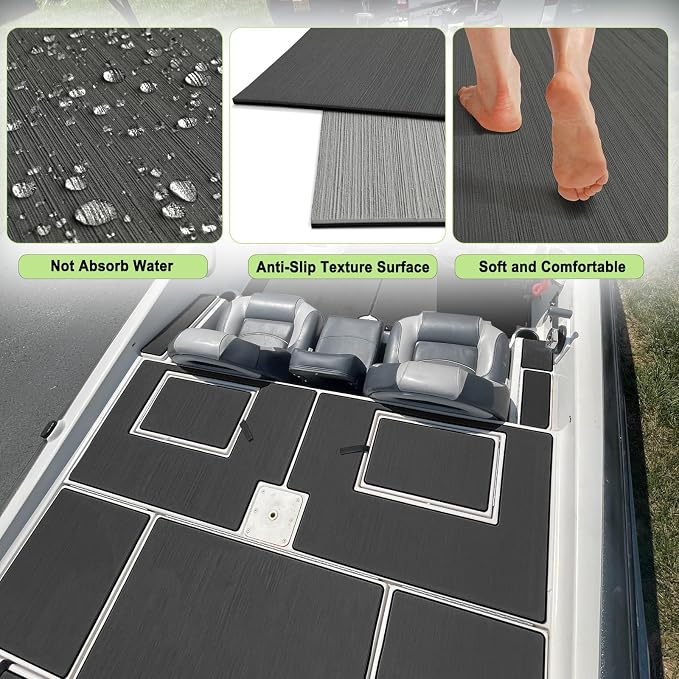 Boat Flooring EVA Foam Boat Decking Sheet Self Adhesive Marine Flooring Brushed Camo Marine Carpet for Boats Yacht Kayak Decking Cushioning Cooler Seating Helm Pad Swimming RV Golf Cart Non Slip Pad