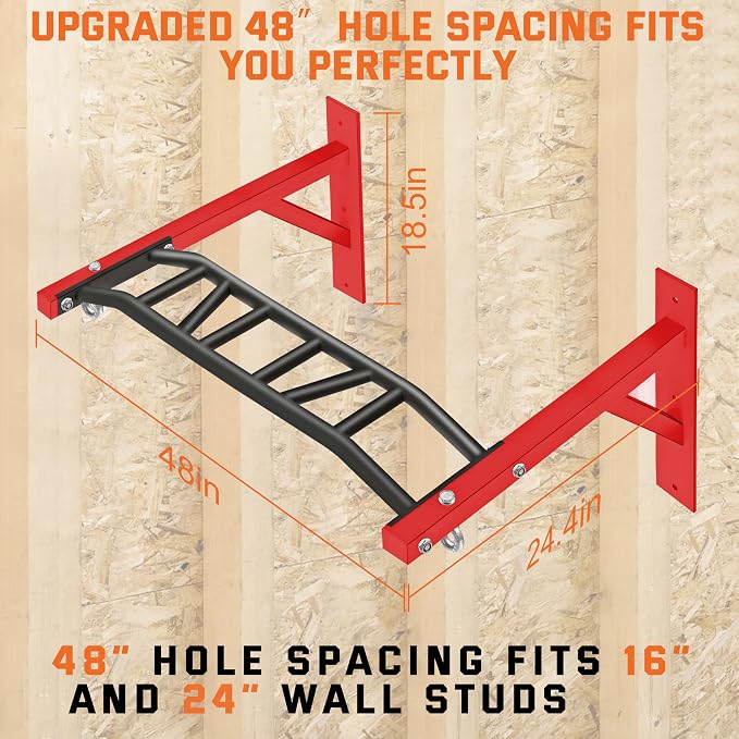 Upgrade Pull Up Bar Wall Mounted,Heavy Duty Multi Grip Chin Up Bar for Strength Training, 600 lbs Capacity, Durable Steel Construction, Perfect for Home and Garage Workouts