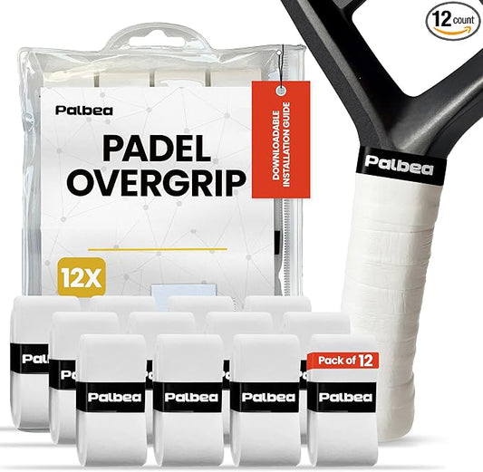 Palbea Padel Racket Grip Tape - Packs of 3/6/12/22/60. Padel Tennis Racket Grip Tape - Padel Tennis Grips Overgrip for Sweat Absorption & Non-Slip. Also Suitable as Tennis Racquet Grip Wrap Tape.