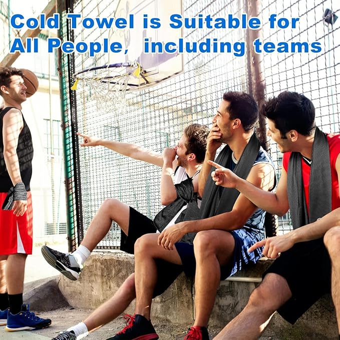 Sukeen Cooling Towel 20 Pack (40"x12") Ice Towel,Bulk Breathable Chilly Twoles,Microfiber Towel for Neck Face for Yoga,Sport,Running,Gym,Workout,Camping,Fitness,Travel & More Activities, Black