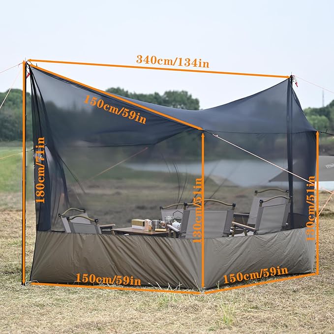 Onewind Camping Tarp Mosquito Net, Hammock Screen House, Tarp Mosquito Net Camping Lightweight Bugnet for Tarp 360 Degree Protection for Patio Backyard Hiking Backpacking, OD Green