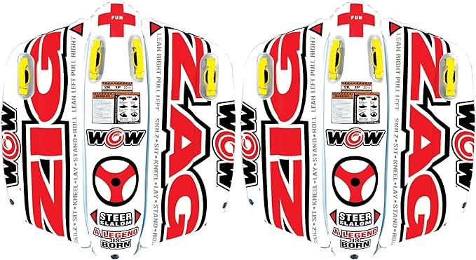 Wow Sports Zig Zag Towable Inflatable Tube for Boating - 1 to 2 Person Towable - Steerable Tubes for Boating