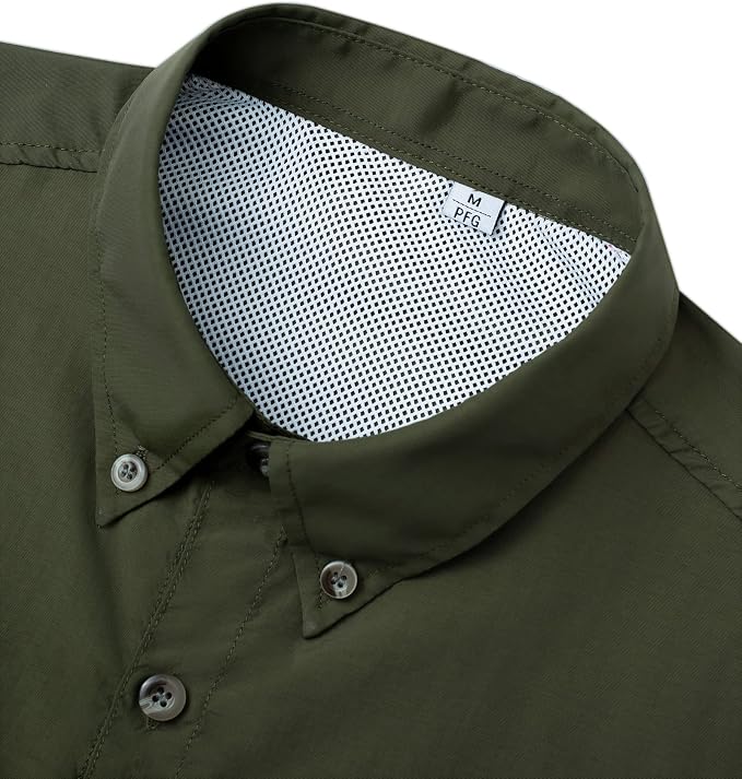 Alimens & Gentle Short Sleeve Fishing Shirt Wicking Fabric Sun Protection Casual Button Down Shirts