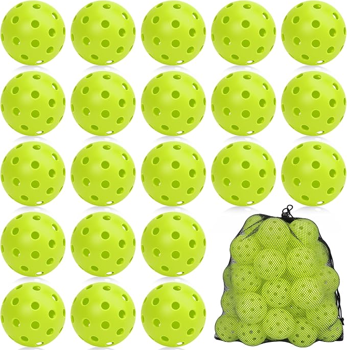 SAYAYA 24/50 Pack Outdoor Pickleball Balls Premium High Visibility Pickleballs Stable Flight & Consistent Bounce 40 Holes Pickle Balls with Mesh Bag for Beginners, Tournaments, Family & Outdoor Play