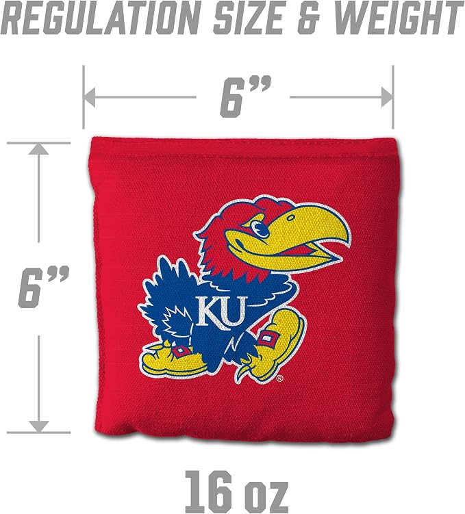 YouTheFan Officially-Licensed NCAA Set of 8 Cornhole Bags - All Weather Dual Sided Slide & Stop - Regulation Size with Carry case
