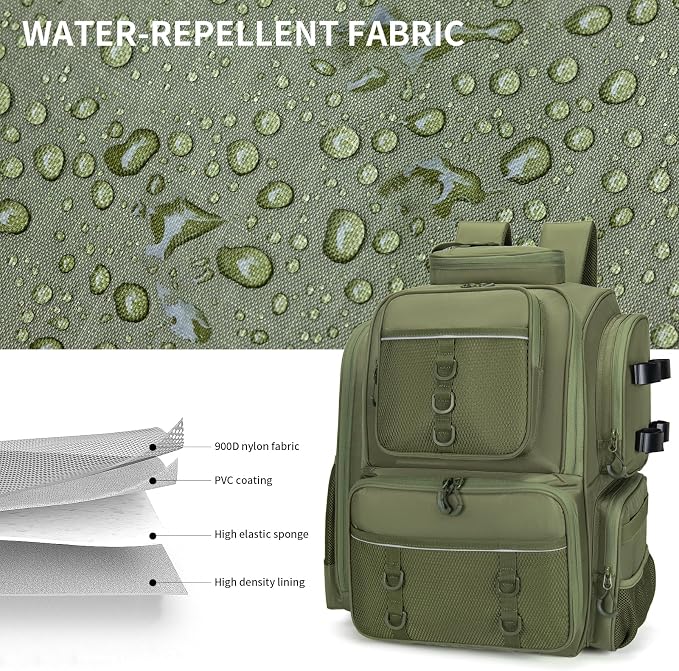 WANOON Fishing Backpack,Tackle Bag,with Tackle Boxes. Large Fishing Bag, Strong Materials