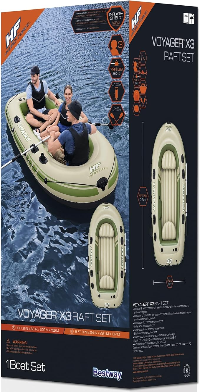 Hydro-Force Voyager X3 Inflatable Raft Set 9'8"