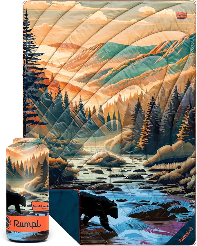 Rumpl Original Puffy National Park Blanket for Camping and Outdoors, Great Smoky Mountains - Bear Crossing - V3