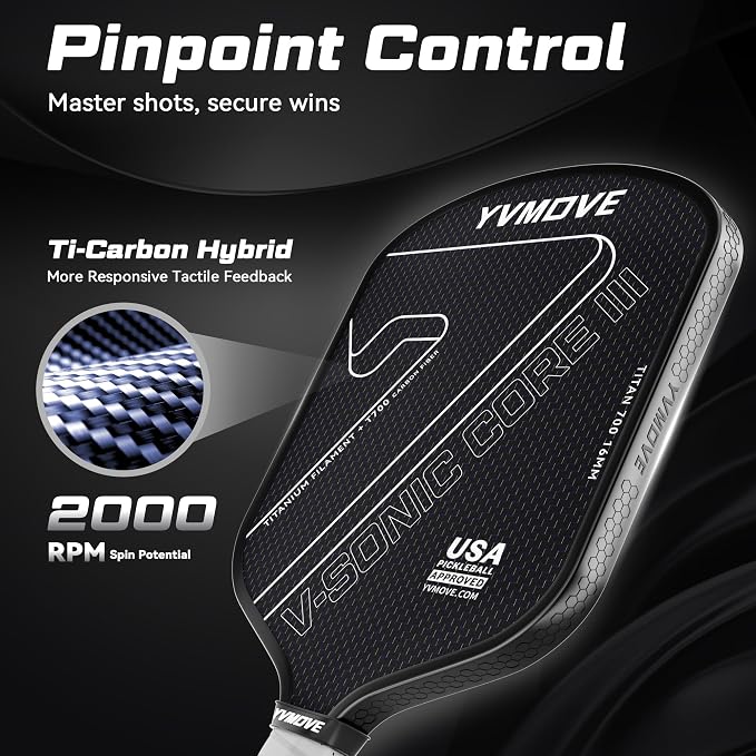 Pickleball Paddles | USAPA Approved | Raw Carbon Fiber Face | Max Control & Effortless Power | 16MM Core Anti-Shock | Intermediates to Pros