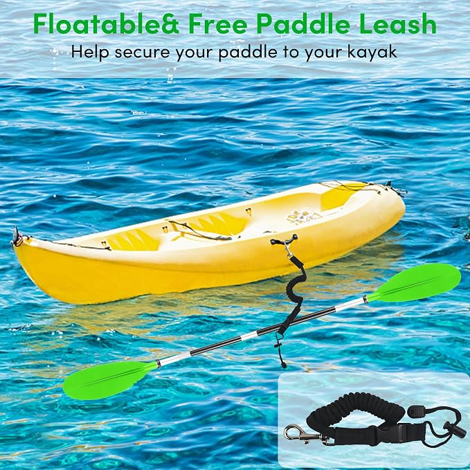 Kayak Paddles Adjustable 88in 4 Piece Kayak Oars Boat Paddles for Adults with Paddle Leash, Canoe Paddles for Kayaking Rafting Jet Ski Canoe Outdoor Kayak Water Sports and Safety Boat Accessories