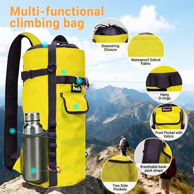 Climbing Rope Bag,Large Capacity Arborist Rope Storage Bag,Waterproof Oxford Tree Rock Climbing Rope Backpack,Outdoor Climbing Gear Storage Bag with Hand Straps