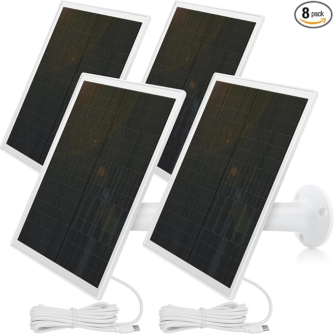 Kanayu 4 Pack Solar Panel for Security Camera Charger Compatible with Rechargeable Battery Camera 5v 6w USB Solar Panel with USB C Port Ip66 Waterproof 9.8ft Cable 360° Adjustable Mount