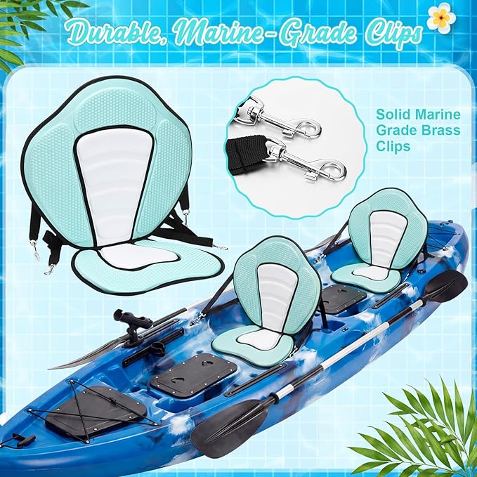 Vinsot Kayak Seat Cushion Universal Paddle Board Seat with Back Support Adjustable Non Slip Boat Chair Seats with 4 Straps and Storage Bag for Kayak Boat Sup Canoe
