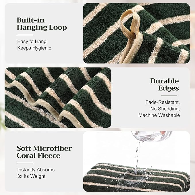Mindsoft 4 Pcs Microfiber Stripe Bath Towels 27'' x 55'' Soft Highly Absorbent Shower Towels with Hang Loop Large Colorful Light Weight Bathroom Towel Sheet for Beach Travel Spa Gym Camp(Dark)