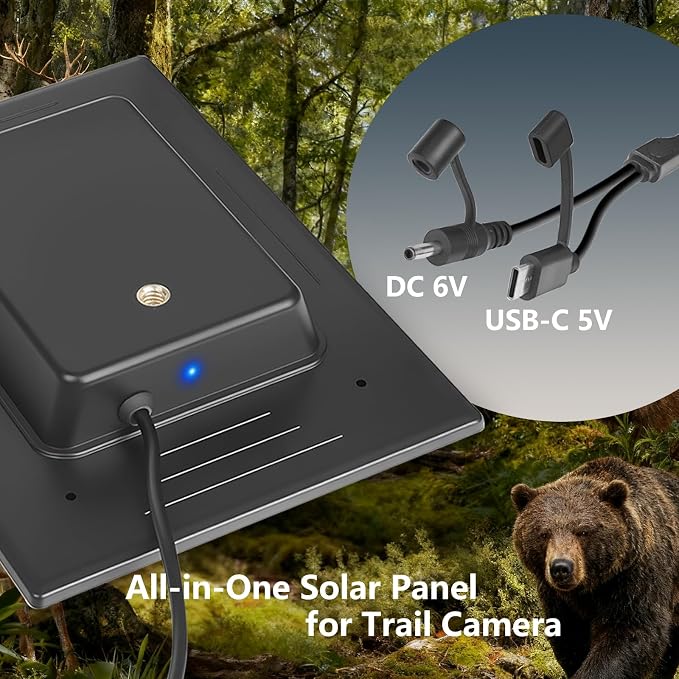 LIYVZ 3W Trail Camera Solar Panel 5V/6V, 4000mAh Solar Charger for Trail Camera, Game Camera Trail Cam Solar, Universal Hunting Camera Solar Panel