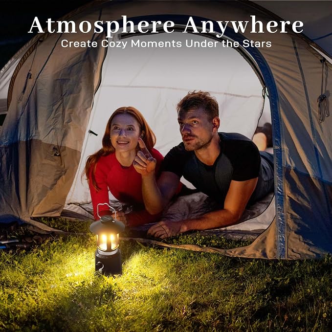 Camping Lantern Rechargeable, Telescopic 8000mAh Retro Waterproof Camping Light, Electric Lanterns for Power Outages, Vintage Hurricane Lamp for Tent Outdoor Patio RV Fishing
