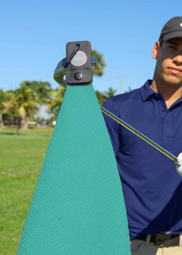 Magnetic Golf Towel for Golf Bags with Clip for Men & Women, Waffle Weave Microfiber Towel with Industrial Strength Clip Hook for Strong Hold to Golf Carts or Clubs, Set of 3