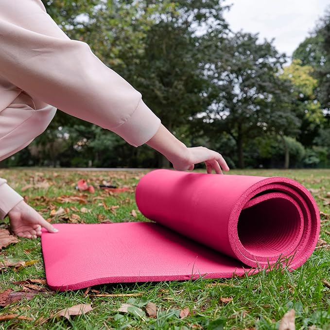 BalanceFrom Yoga Mat, 1-Inch Extra Thick High Density Exercise Mat, Anti-Tear Exercise Yoga Mat with Carrying Strap, Suitable for Various Yoga Exercises, Multiple Colors