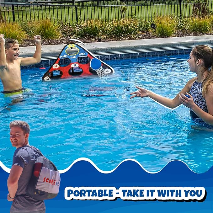 SKIP NN' HOLE Original Fun Stonne Skipping Meets Pool Cornhole Game Floating | for All Ages | Fun Swimming Pool Game for Adults and Family | Easy Setup, Durable, Portable Water and Lake Toy |