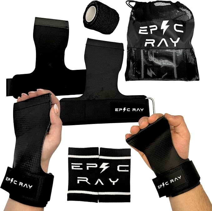 Carbon Microfiber Gymnastics Grips for Cross Training & Calisthenics – Hand Grips Kit with Wrist Wraps & Thumb Tape for Men and Women