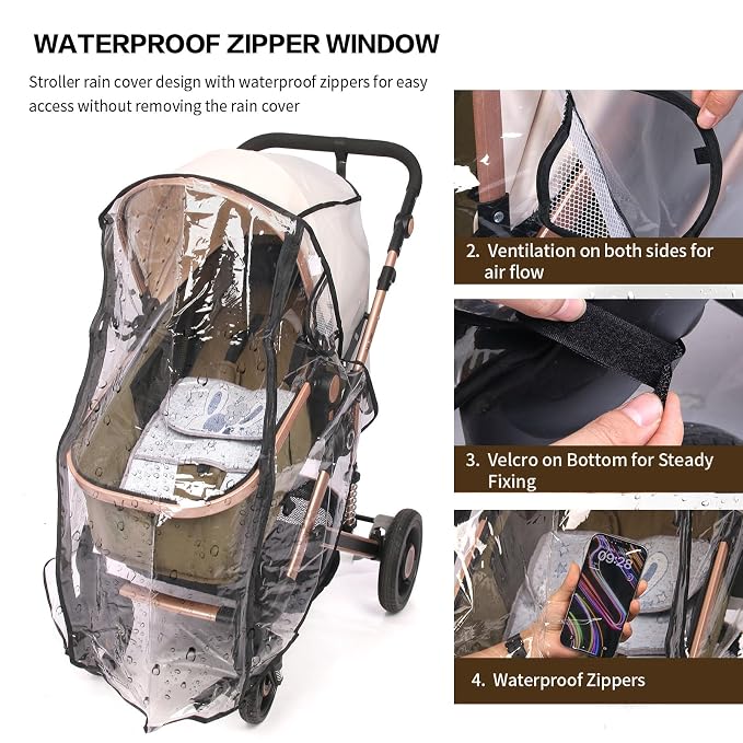 Universal Stroller Rain Cover, Rain Cover for Strollers, Clear Travel Weather Shield for Baby 4 Season Protection, Rainy Wind Snow Dust (XL, Stander Rain Cover)