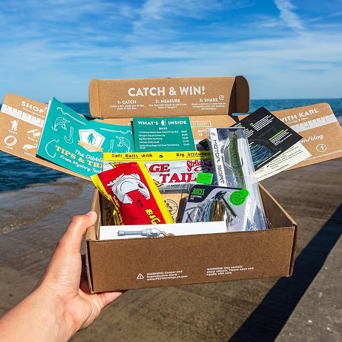 Catch Co Mystery Tackle Box Freshwater Catch All Fishing Kit | Freshwater, Bass, Trout, Catfish, Crappie, Fishing Gifts for Men, Lures, Baits, Jigs,