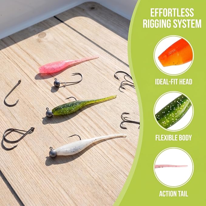 Crappie Fishing Lures Kit, 75/128/144Pcs Tube Lures Jigs Soft Plastic Baits | Includes Tube Lures, Jig Heads, Grub Worms & Swimbaits with Tackle Box for Bass, Trout, Freshwater & Saltwater Fishing