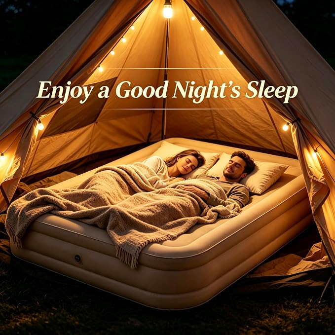 Queen Air Mattress with Fast Inflation Pump, Queen Air Mattress - Leak-Free & Odorless Inflatable Bed for Travel and Guests, Supports up to 650 lbs - Ideal for Camping and Home, 16" Height