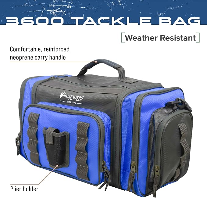 FROGG TOGGS Heavy Duty Fishing Tackle Duffle Bag, Includes Bait Trays