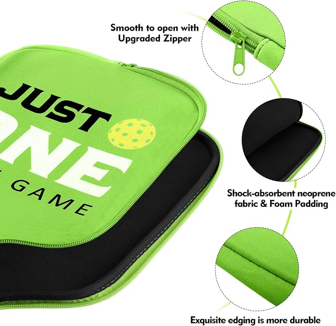 Poen 4 Pcs Ball Paddle Covers 8.5 x 11 Inch Standard/Elongated Paddle Cover Protective Neoprene Racket Sleeve Bag with Zipper Universal Case Fits 8.25 Wide for Sports Men Women Gift