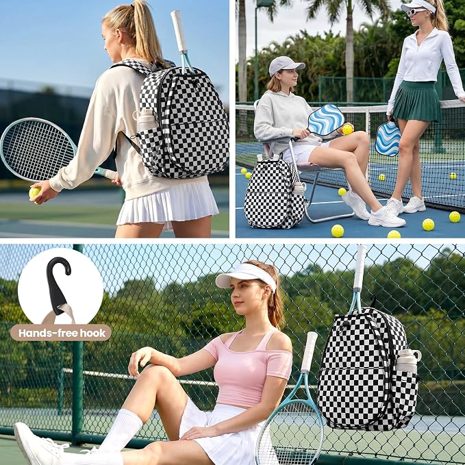Mosthink Pickleball Racket Backpack Tennis Bag for Women Water-Resistant and Machine Washable Tennis Backpack，Lightweight Sports Bag for Pickleball, Badminton