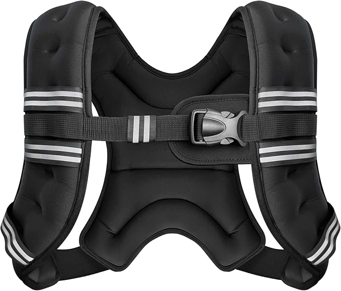 Zeerun Weighted Vest, 6lb/8lb/10lb/12lb/15lb/18lb/20lb/24lb/30lb for Men Women, Reflective Stripe Adjustable Buckle, Comfortable Durable Rucking Vest for Walking Running Strength Training