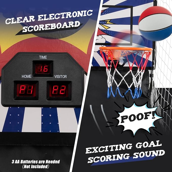 Giantex Folding Basketball Arcade Game, Dual Shot Electronic Basketball Hoop Arcade Game with 8 Game Modes, 4 Balls, 2 Hoops, Air Pump, LCD Scoreboard, Basketball Game for Adults, Kids
