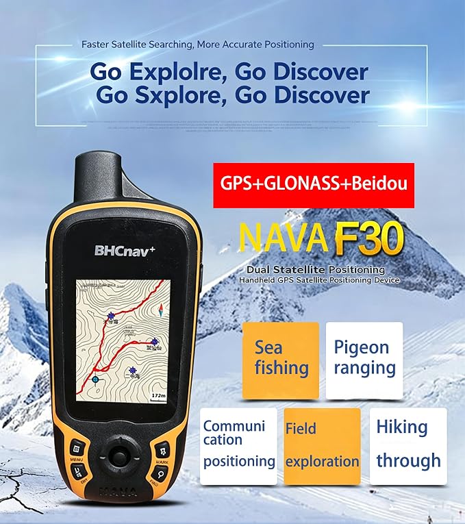 NAVA F30 Handheld GPS Navigation Device, Colorful Map Display, Land Accuracy Surveying Equipment for Outdoor Hiking Hunting Traveling Adventures