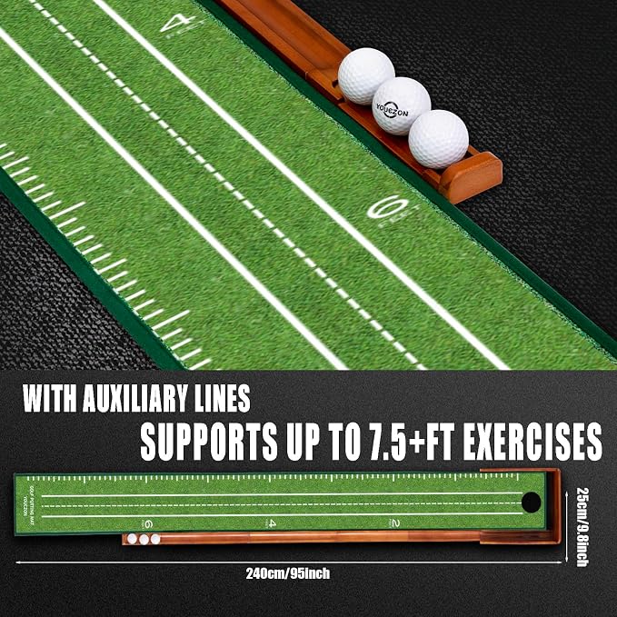 YOUCZON Putting Green Indoor,Golf Putting Mat with Auto Ball Return,Premium Crystal Velvet Surface, Practice Putting mat, Perfect Training Aid & Gift for Golf Lovers Christmas