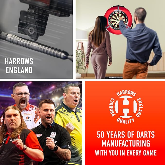 Harrows Combat 90% Tungsten Steel Tip Darts Set I 21g to 30g All Weights Available I Huge 17pcs Bundle with Spare Shafts, Prime Flights & Travel Case