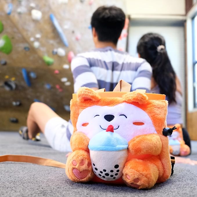 Rock Climbing Chalk Bag + Refillable Ball – Boba Dog Plush Animal Bag